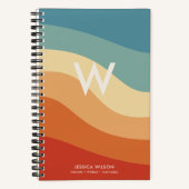 Carnet Monogramme Personnel Rayé Rétro Ondulé (Recto)