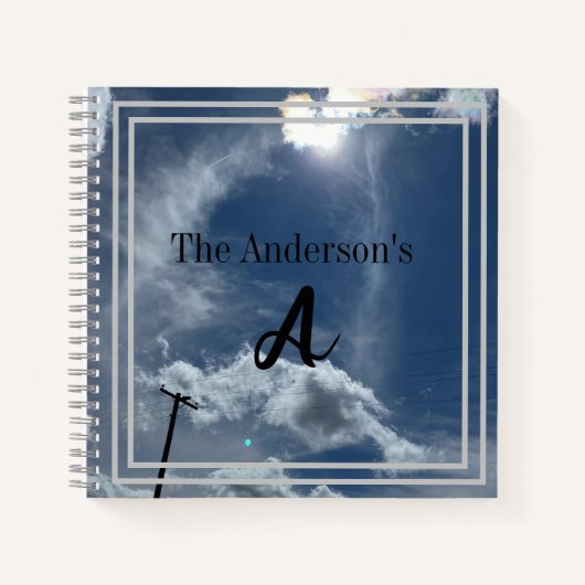 Carnet Monogramme Photo Ciel bleu clair nuageux avec Sund (Devant)