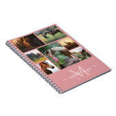 Carnet Monogramme Photo Collage rose pâle Nom personnalis (Côté Droit)