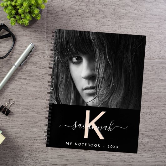 Carnet monogramme photo de pêche noire