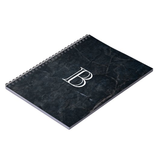 Carnet Monogramme Pierre noire Abstraite Grunge Texture (Côté gauche)