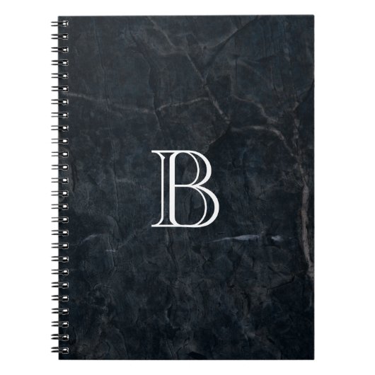 Carnet Monogramme Pierre noire Abstraite Grunge Texture (Devant)