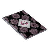 Carnet Monogramme Pink Floral Fronds Polka Dot Mandala (Côté Droit)