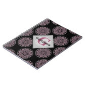 Carnet Monogramme Pink Floral Fronds Polka Dot Mandala (Côté gauche)