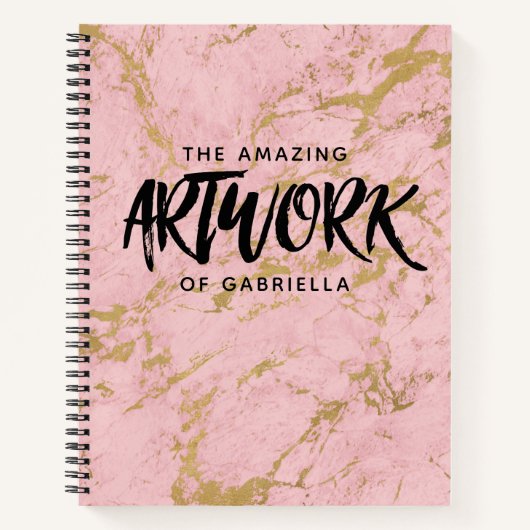Carnet Monogramme Pink Gold Marble Artiste Sketchbook (Devant)