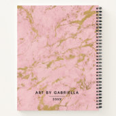 Carnet Monogramme Pink Gold Marble Artiste Sketchbook (Dos)