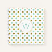 Carnet monogramme Pois or et menthe (Devant)