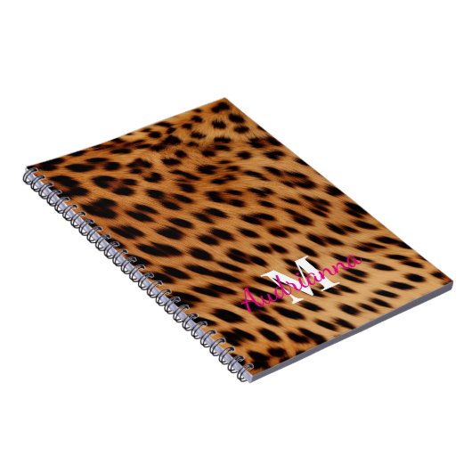 Carnet Monogramme Poster de animal léopard (Côté Droit)