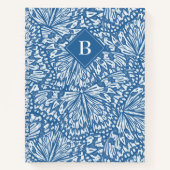 Carnet Monogramme Poster de animal papillon Abstrait bleu (Devant)