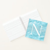 Carnet Monogramme Poudre initiale Bleu étincelles Bling (Intérieur)