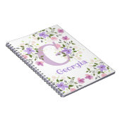 Carnet Monogramme & prénom Georgia avec fleurs (Côté Droit)