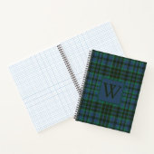 Carnet Monogramme préppy vert et bleu plaid (Intérieur)
