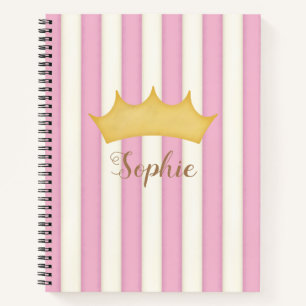 Carnet Monogramme Princesse Couronnée de Rayures Victorie