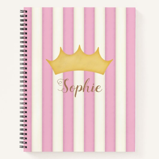Carnet Monogramme Princesse Couronnée de Rayures Victorie (Devant)