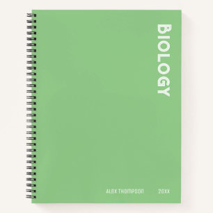 Carnet monogramme professionnel Biologie vert clair pour