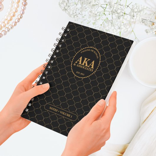 Carnet Monogramme professionnel Black Gold Trellis