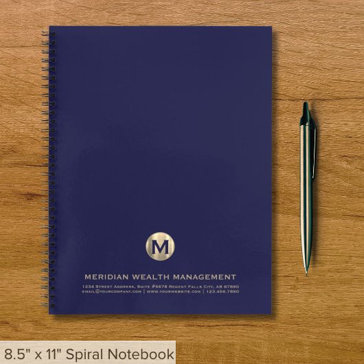 Carnet Monogramme professionnel Blue et Gold Business