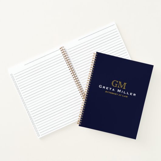 Carnet Monogramme professionnel en or bleu foncé (Intérieur)