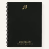 Carnet Monogramme Professionnel Entreprise Moderne Noir O (Devant)