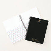 Carnet Monogramme Professionnel Entreprise Moderne Noir O (Intérieur)