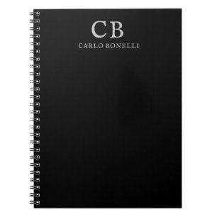 Carnet Monogramme Professionnel Minimaliste Noir