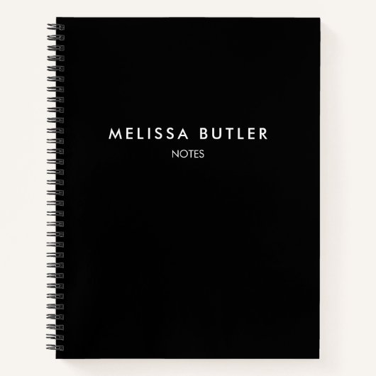 Carnet Monogramme Professionnel Minimaliste Noir (Devant)