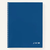 Carnet Monogramme professionnel minimum classique bleu et (Devant)