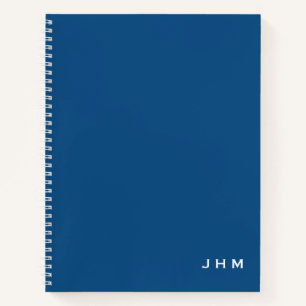 Carnet Monogramme professionnel minimum classique bleu et