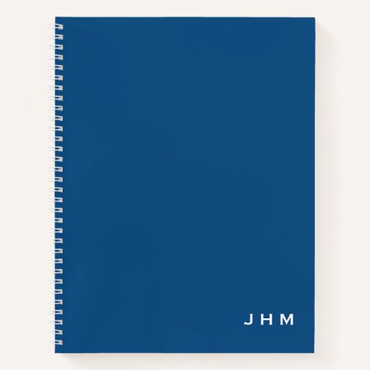 Carnet Monogramme professionnel minimum classique bleu et (Devant)