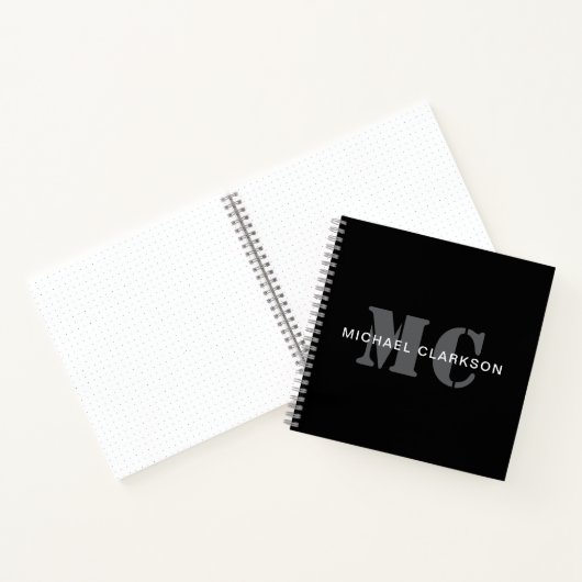 Carnet Monogramme professionnel moderne noir et blanc (Intérieur)