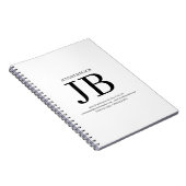Carnet Monogramme Professionnel Noir Blanc (Côté Droit)