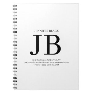 Carnet Monogramme Professionnel Noir Blanc