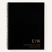 Carnet Monogramme professionnel noir et or initial (Devant)