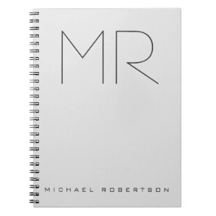 Carnet Monogramme professionnel personnalisé gris minimal