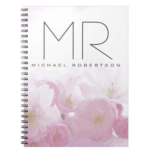 Carnet Monogramme professionnel personnalisé minimum flor (Devant)
