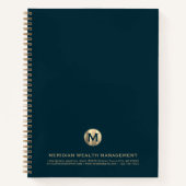 Carnet Monogramme professionnel Turquoise et Gold Busines (Devant)