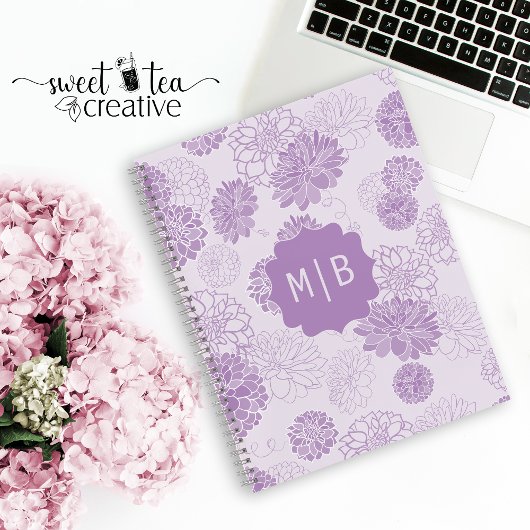 Carnet Monogramme Purple Élégant Floral