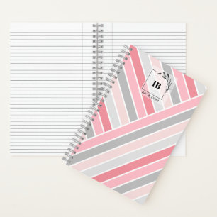 Carnet Monogramme rayé aux nuances de rose