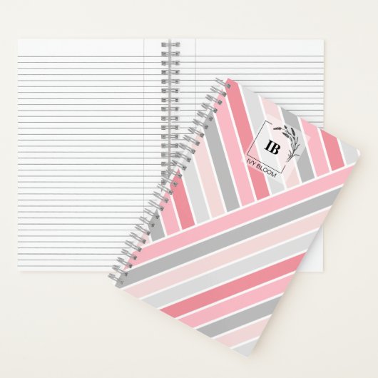 Carnet Monogramme rayé aux nuances de rose (À l'intérieur)