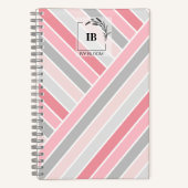 Carnet Monogramme rayé aux nuances de rose (Recto)