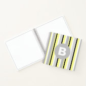 Carnet Monogramme rayé jaune et gris élégant (Intérieur)