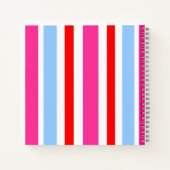 Carnet Monogramme rayures bonbons rose et bleu vif (Dos)