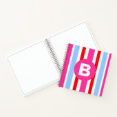 Carnet Monogramme rayures bonbons rose et bleu vif (Intérieur)