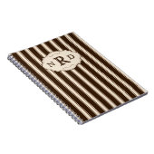 Carnet Monogramme rayures chocolat et crème vintage (Côté Droit)