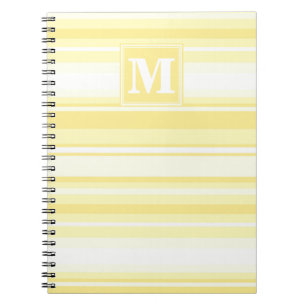 Carnet Monogramme rayures jaunes citron