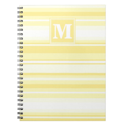 Carnet Monogramme rayures jaunes citron (Devant)