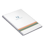 Carnet Monogramme Rayures Rétro Minimaliste (Côté Droit)
