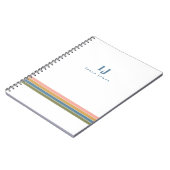 Carnet Monogramme Rayures Rétro Minimaliste (Côté gauche)