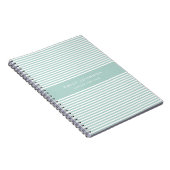 Carnet Monogramme Rayures Turquoise Minimaliste Moderne (Côté Droit)