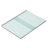 Carnet Monogramme Rayures Turquoise Minimaliste Moderne (Côté gauche)